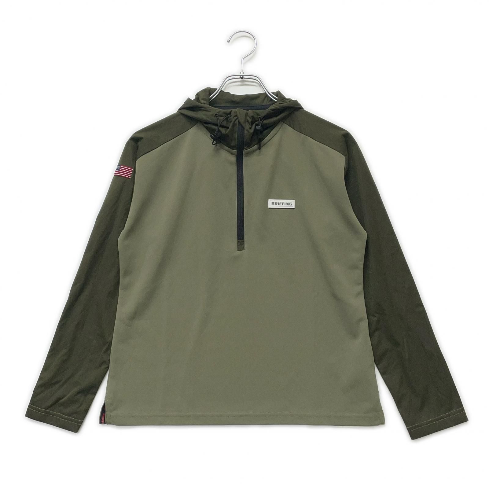 中古 レディース ブリーフィング BRIEFING パーカー S カーキ ハーフジップ 春秋