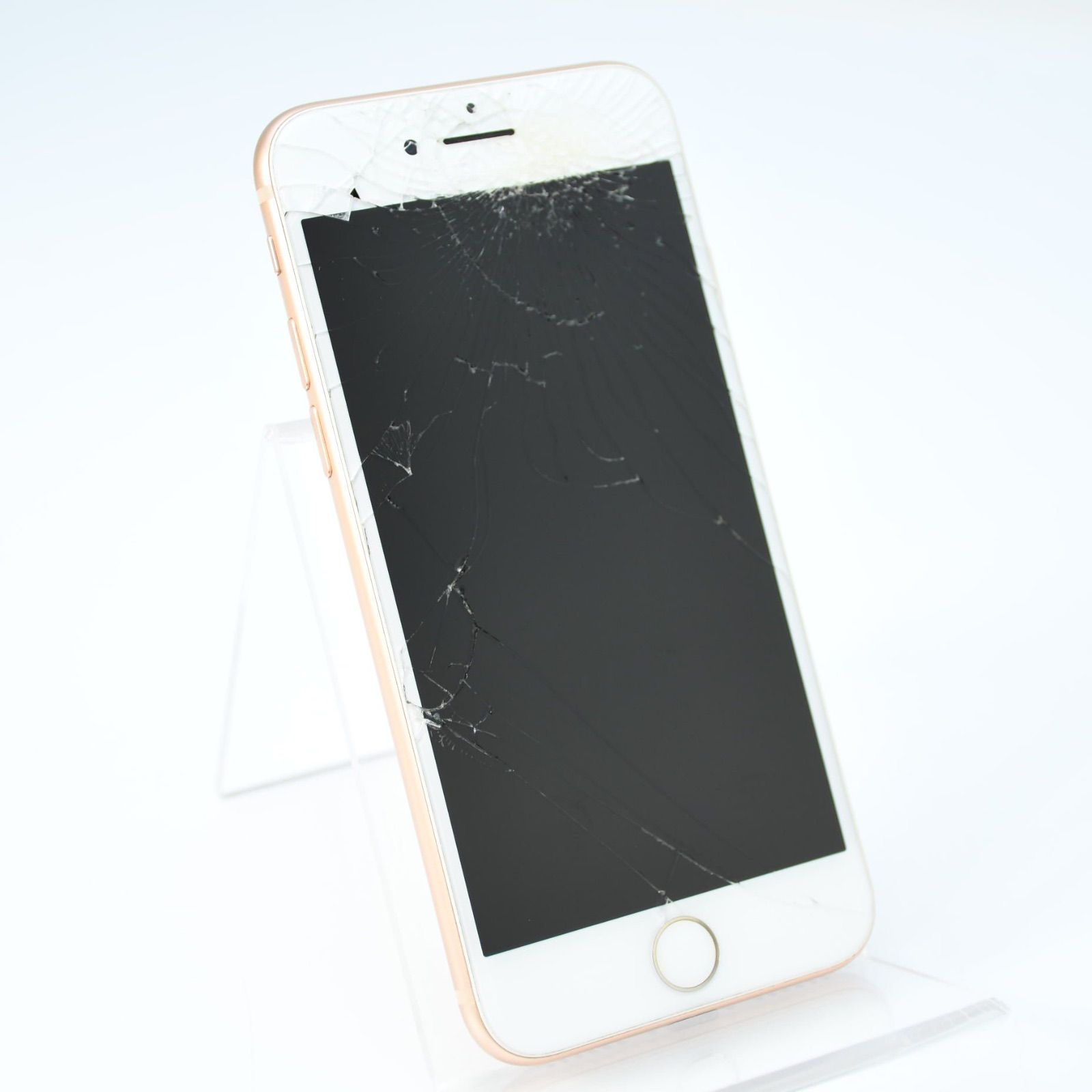 iPhone8本体 ゴールド 画面ひびあり iPhone8画面割れ】歩道橋から落としてしまった…スマートクリアラソラ