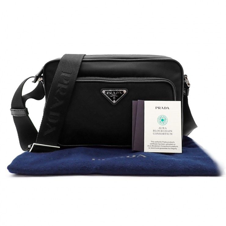 未使用品 PRADA プラダ ミディアム Re-Nylon xサフィアーノレザー 