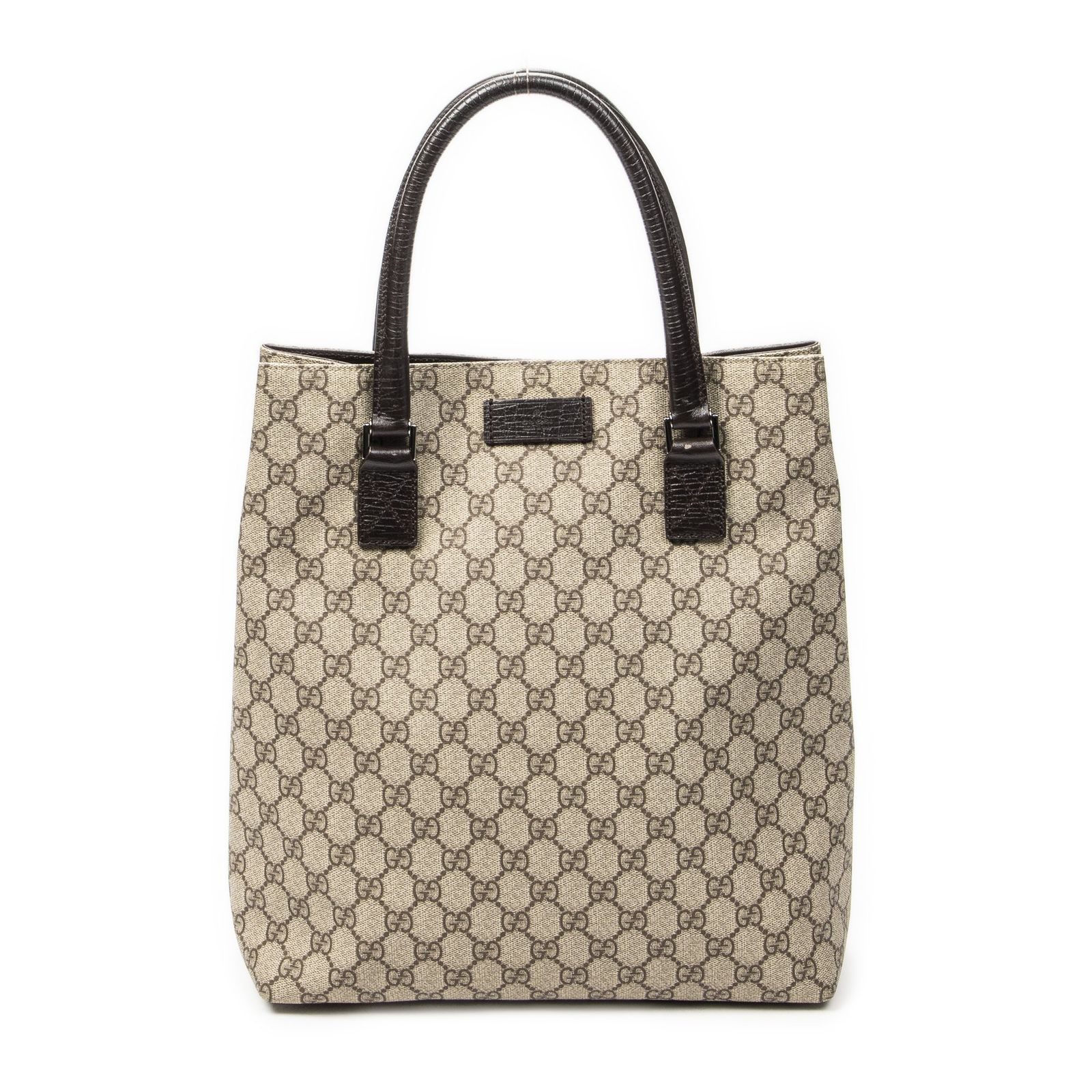 [中古] GUCCI グッチバーティカルトートベージュ/ブラウンGGキャンバスA