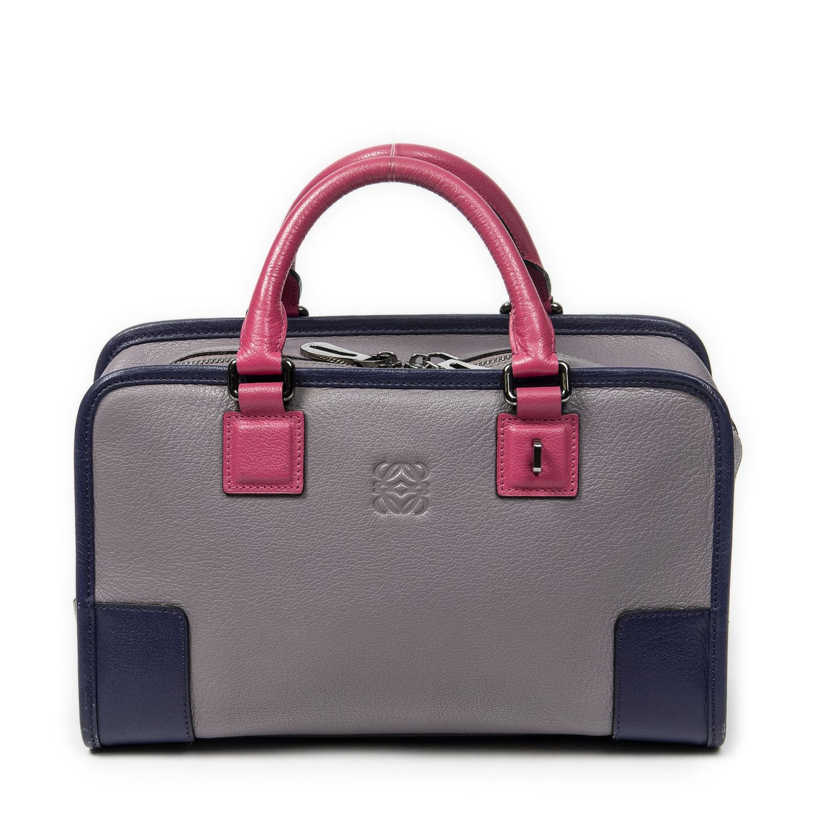 [中古] LOEWE ロエベトリコロール アマゾナライラック、紫、ピンクグレインカーフスキンレザーA