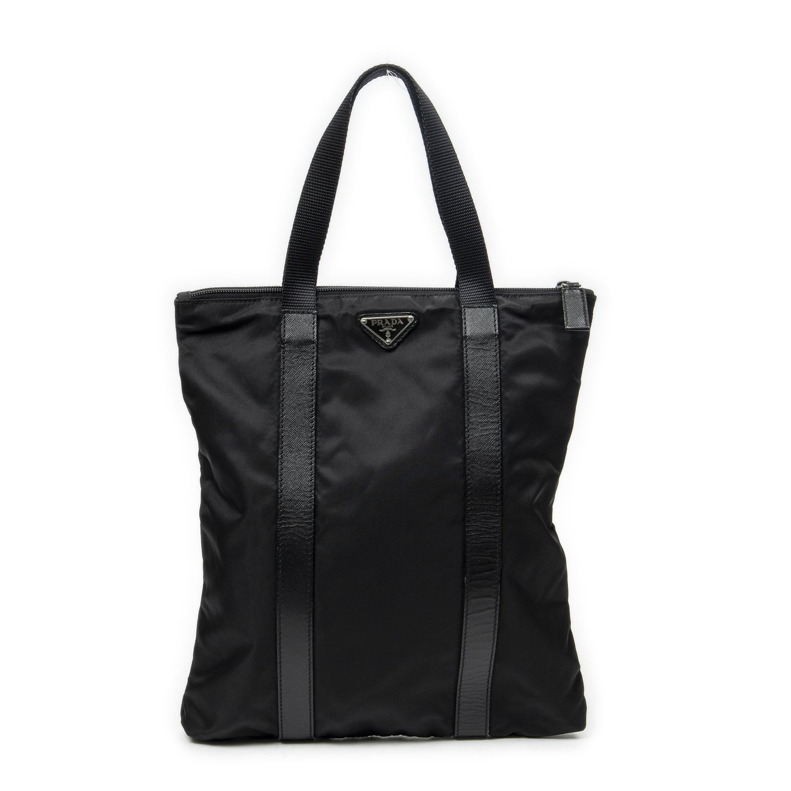 [中古] PRADA プラダバーティカルトート黒ナイロンキャンバスA