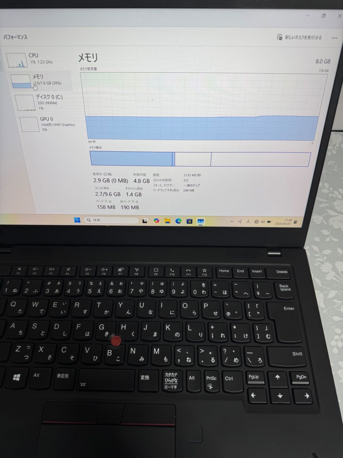 準美品 】【安心保証】X1 carbon gen 8 I5-10世代/8GB/256GB、WINDOWS 