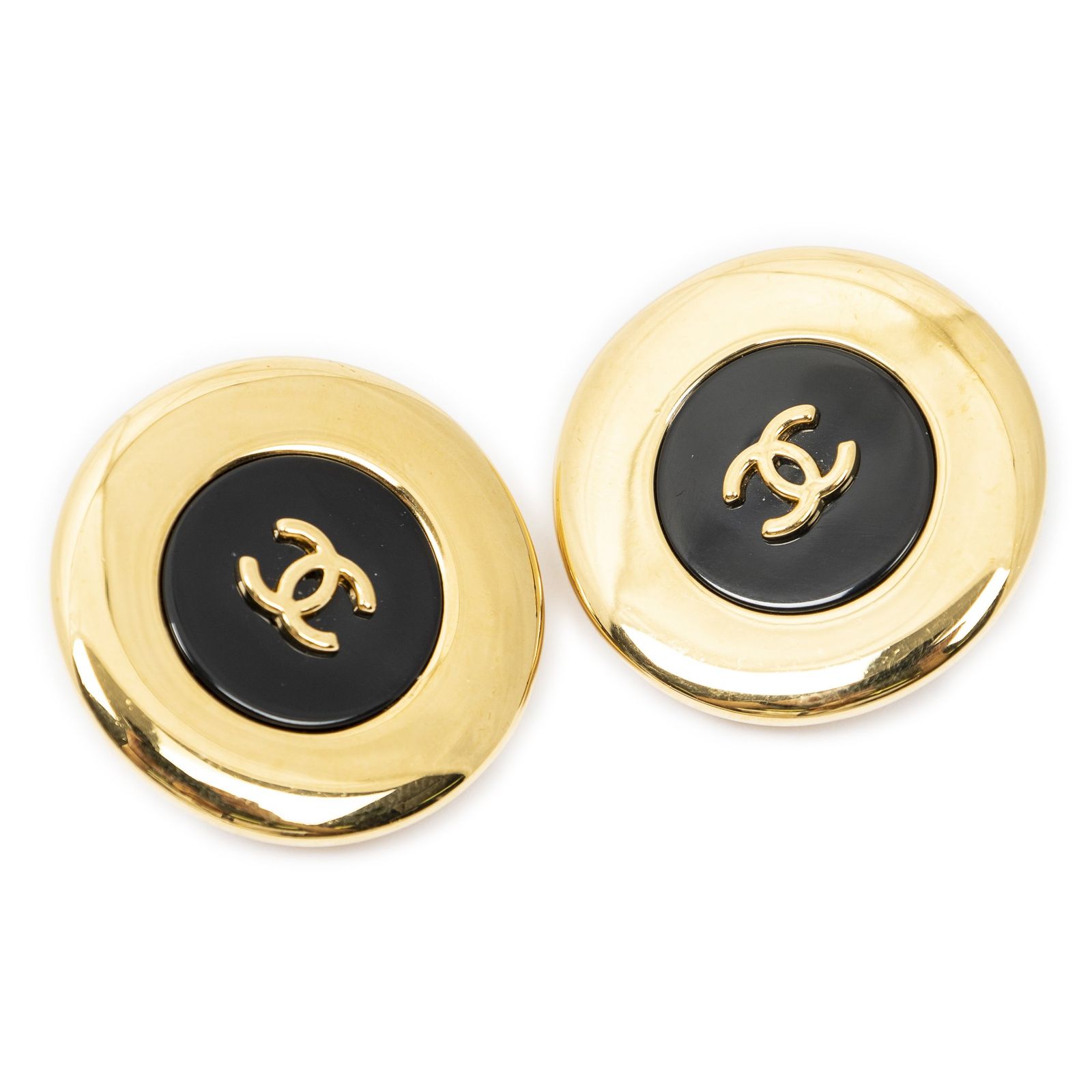 [中古] CHANEL シャネルココマーク クリップタイプ イヤリング黒金メッキA