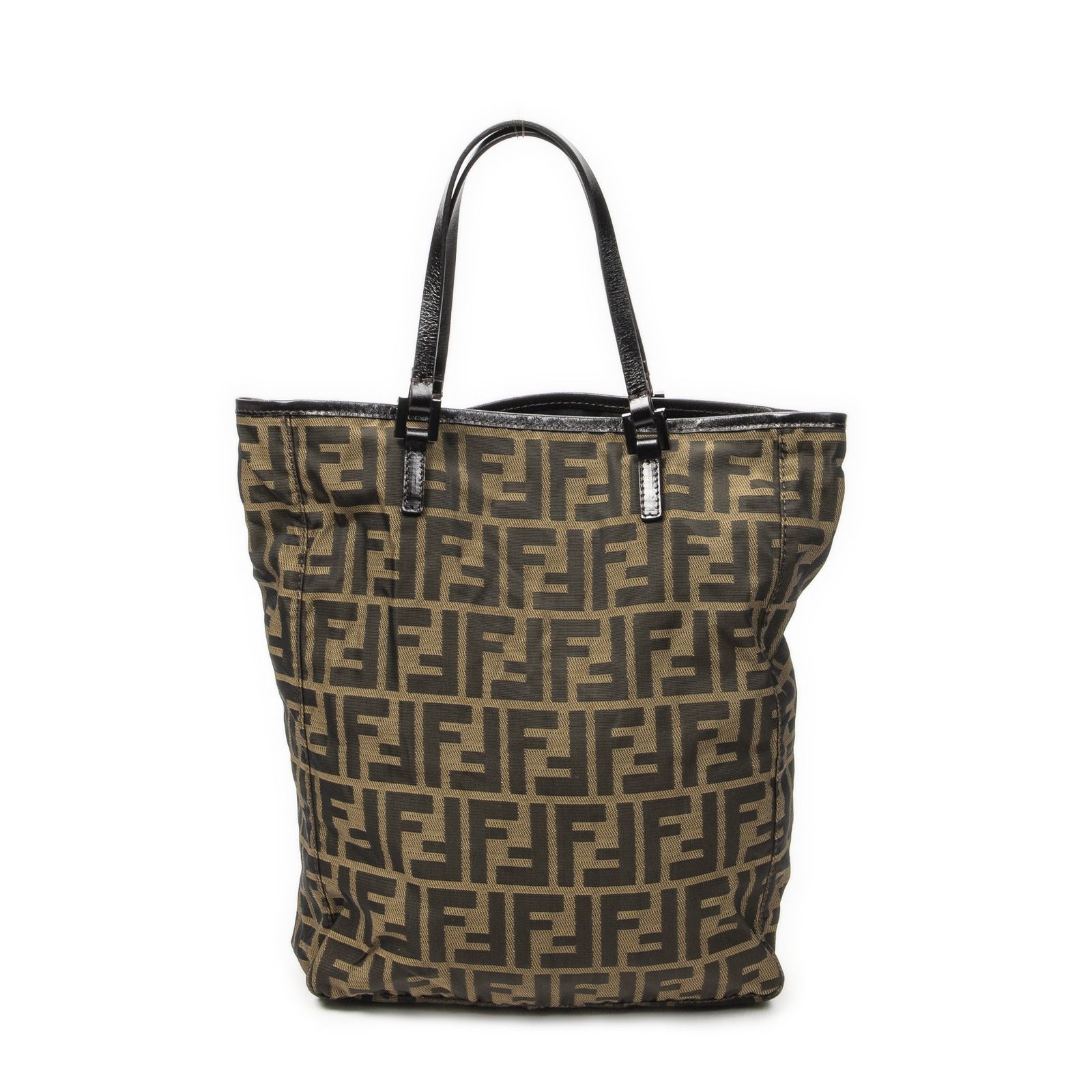 [中古] FENDI フェンディ縦型ショッピングトートタン/ダークブラウンZucca ナイロンキャンバスA