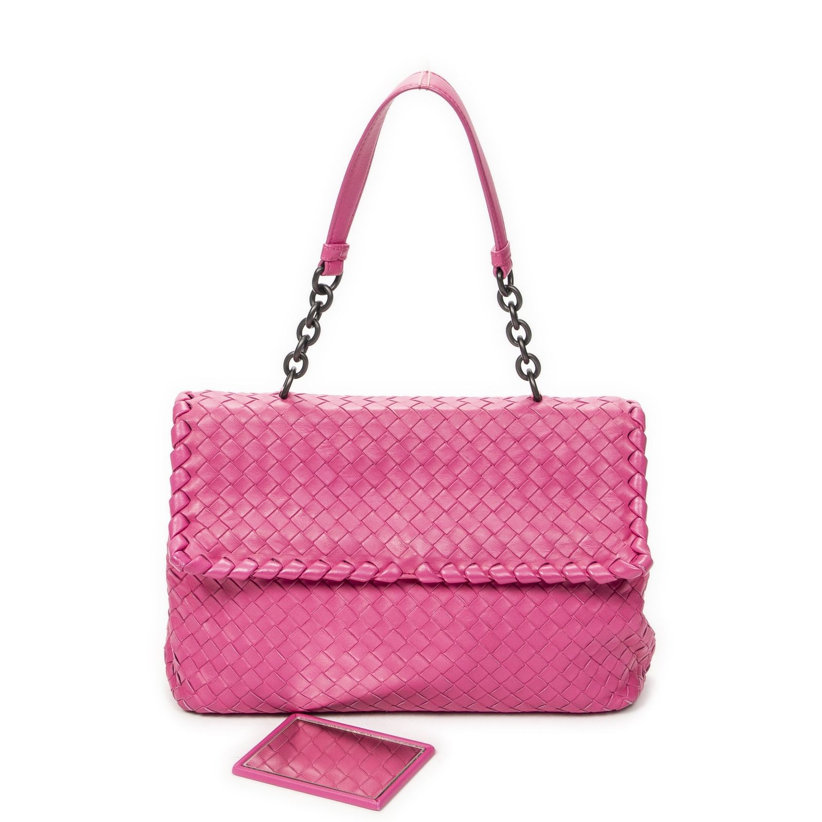 BOTTEGAVENETA ボッテガヴェネタ イントレチャート ピンク サーモンピンク  レザー 239988 V0016 6570 ショルダーバッグ ハンドバッグ レディース 601185 【中古】 BOTTEGA VENETA（ボッテガ・ヴェネタ） 二つ折り長財布 イントレ