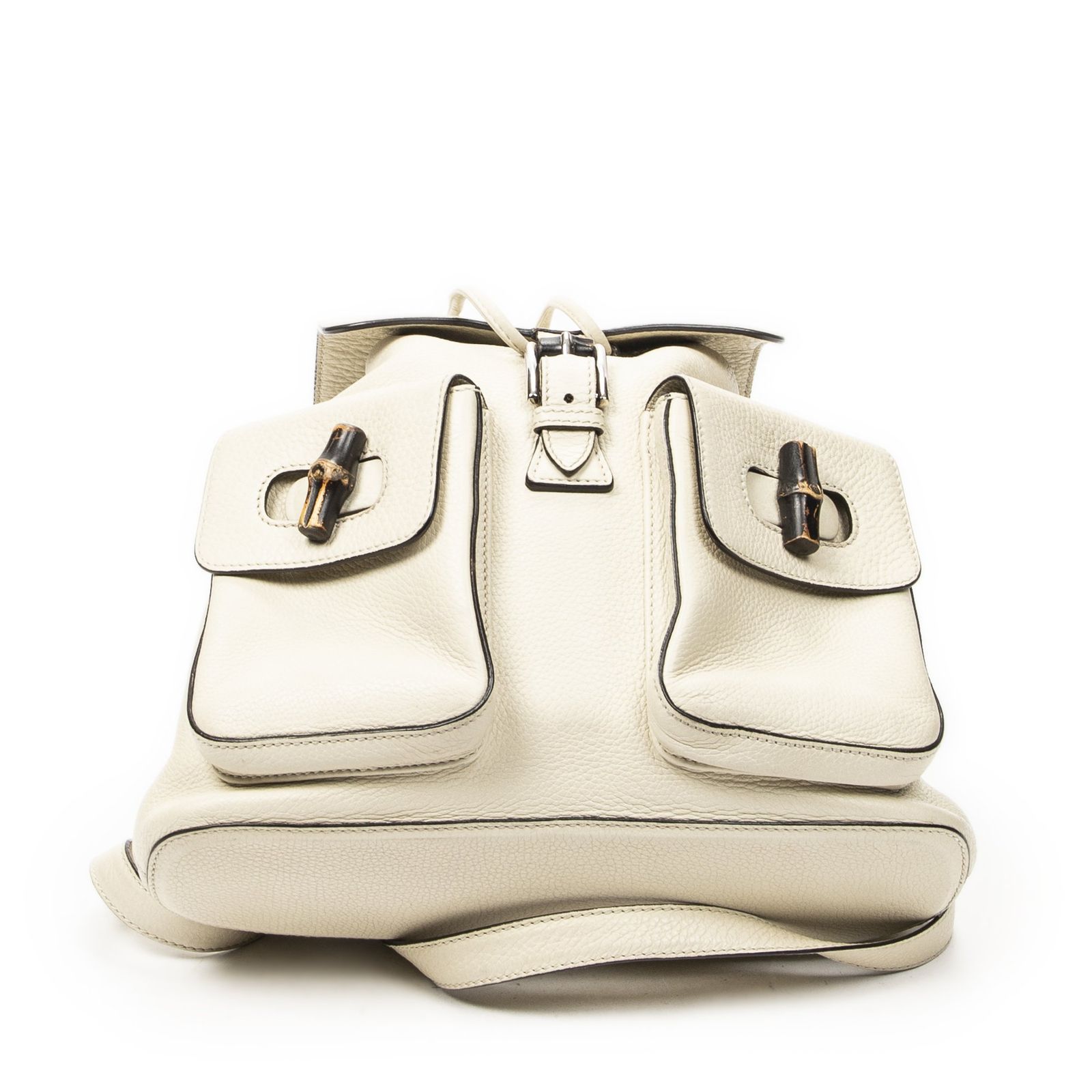 [中古] GUCCI グッチバンブーバックパックタッセルアイボリーグレインカーフスキンレザーA