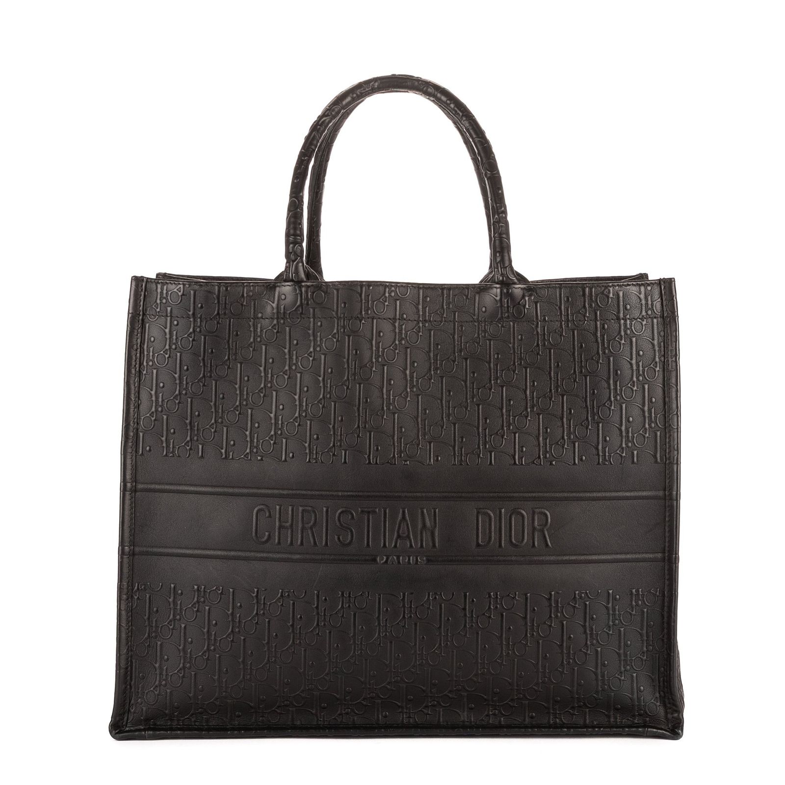[中古] DIOR ディオールブックトート黒エンボス加工カーフスキンA