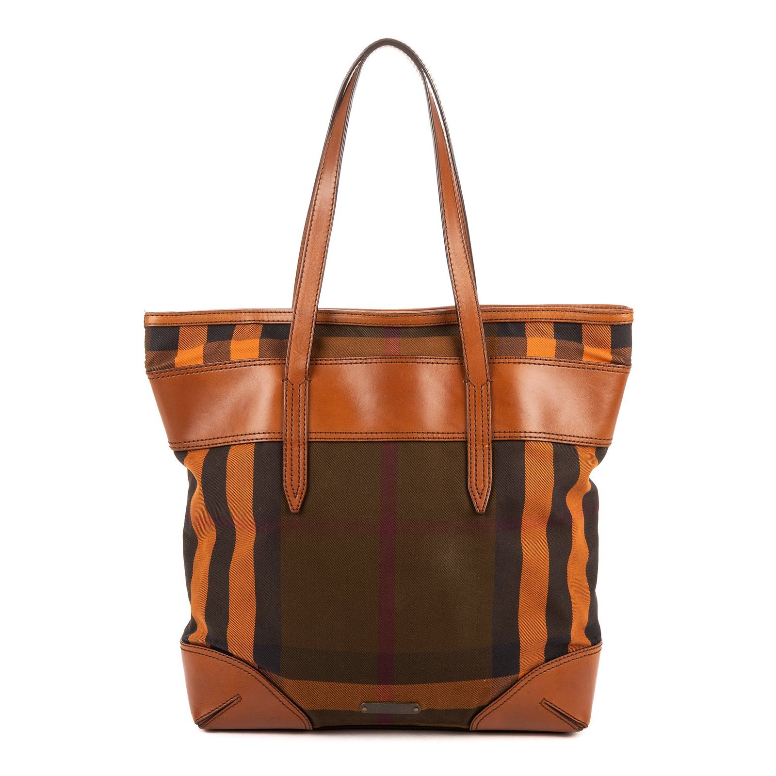 [中古] Burberry バーバリートートキャラメルブラウンレザー・トリム付きキャンバスA