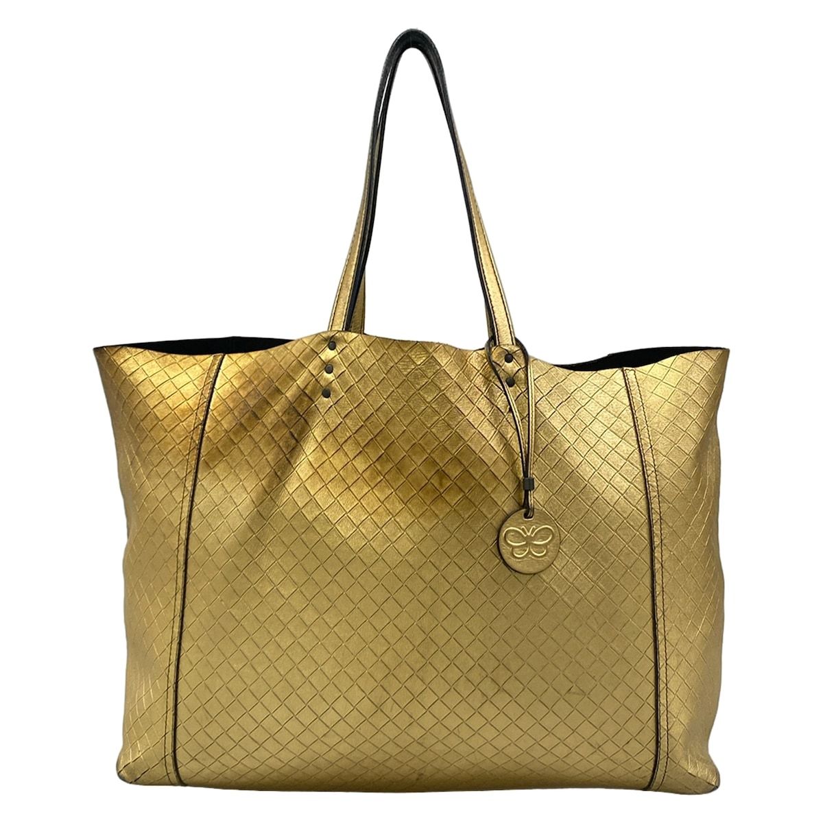 ボッテガヴェネタ トートバッグ イントレッチオミラージュ レザー 黒 ゴールド BOTTEGA VENETA(ボッテガヴェネタ) トートバッグ イントレッチオ