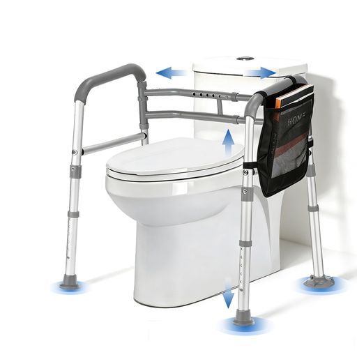 トイレ用手すり介護用6段調節可能介護用トイレてすり手すり置くだけ転倒防止アルミニウム立ち上がり補助高齢者、シニア、身体障害者、妊婦取り付け簡単付き安定したトイレ安全サポ…