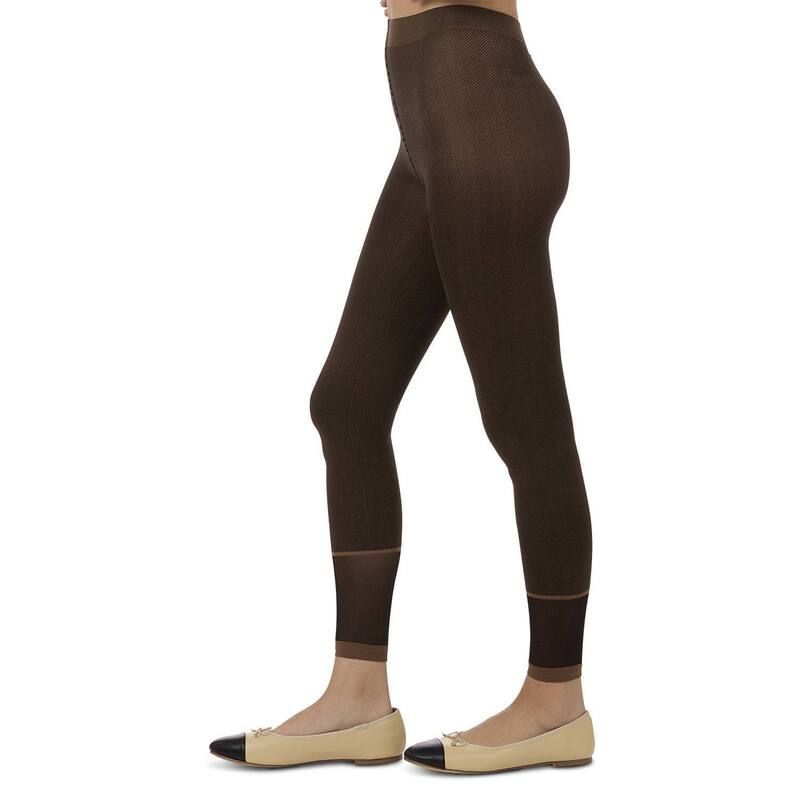 メモイ レディース アンダーウェア 靴下 MeMoi Womenspunky Herringbone Fashion Footless Tights Espresso