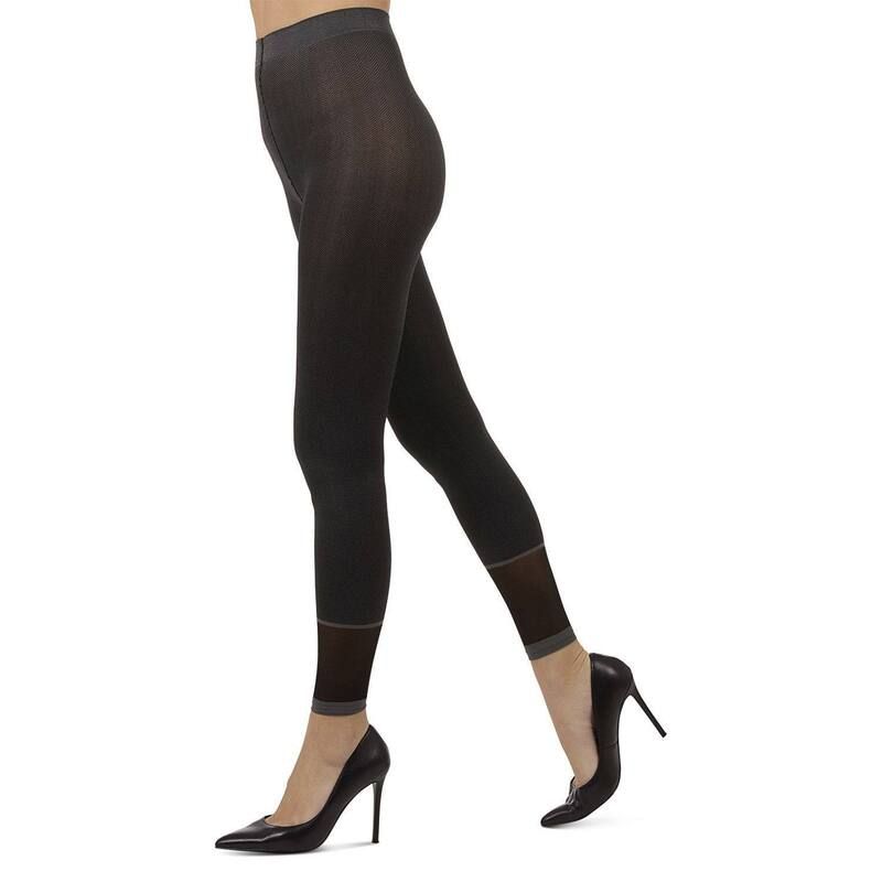 メモイ レディース アンダーウェア 靴下 MeMoi Womenspunky Herringbone Fashion Footless Tights Black ブラック