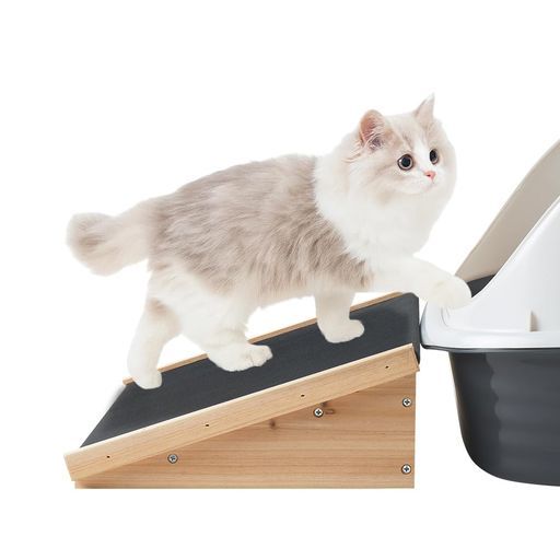 unipaws犬猫用ステップ/スロープ木製段差解消にゃんこペットトイレ・玄関用シニア老犬・子猫にも安心滑り止め付き幅広40cm2個セット