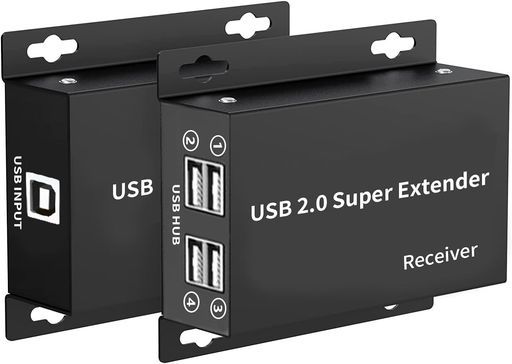 【USBエクステンダー】USBRJ45変換延長機EX10250MRJ45LAN延長器USBハブ4出力遠距離延長CAT6延長4ポートEthernetExtender入力側PCカメラプリンタ対応出力側