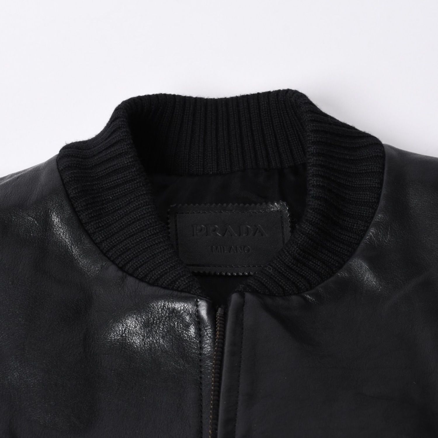 PRADA プラダ Black ブラック Leather Jacket レザージャケット Size50