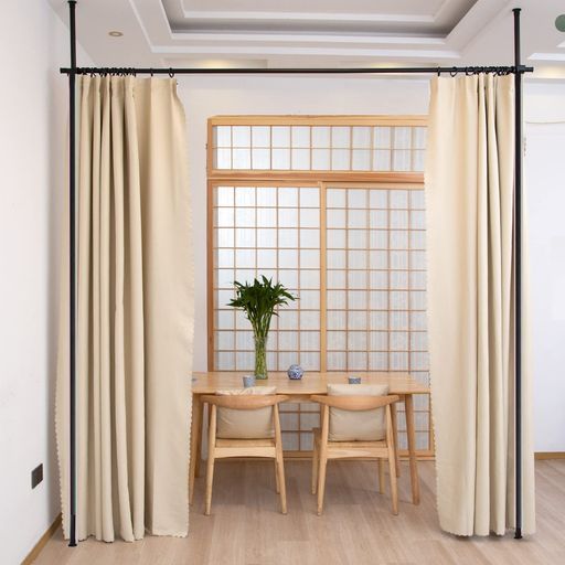 AUTVIVID間仕切りカーテンポール部屋仕切りつっぱり棒カーテンレールカーテンリング付パーテーションテレワーク縦170-300cm横160-300cm伸縮可能錆びない設置簡単(2ポールマットブラック)
