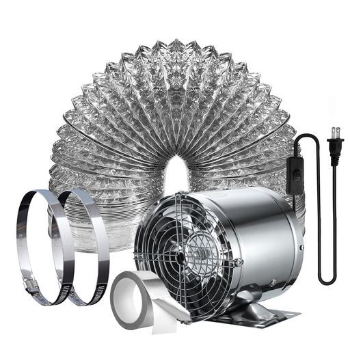換気扇150mm大風量Sidvkut家庭用工業換気扇風量480m3/h金属製ON/OFFスイッチ付き中間取付形ダクトファン塗装ブース用ダクト用換気ダクトホース付き倉庫/トイレ/キッチン換気排気用(シルバー)
