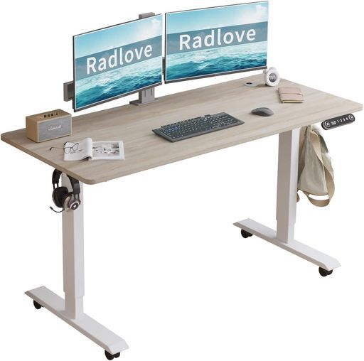 Radloveパソコンデスク電動昇降式デスク電動式パソコンデスクゲーミングデスク机電動昇降式スタンディングデスクつくえpcデスク高さ調節可能メモリー機能付き幅120CMx奥行60CM高さ71~117CM