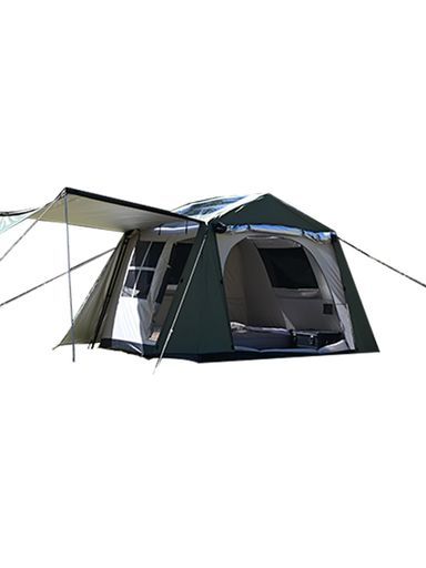 DRASOULワンタッチテント4人-6人用‎ロッジ型パーク前室側室あり設営簡単自立式2重層UPF50+耐水圧2000mm初心者向け屋敷型テントキャンピングキャンプアウトドアファミリー公園収納袋付き(ア…