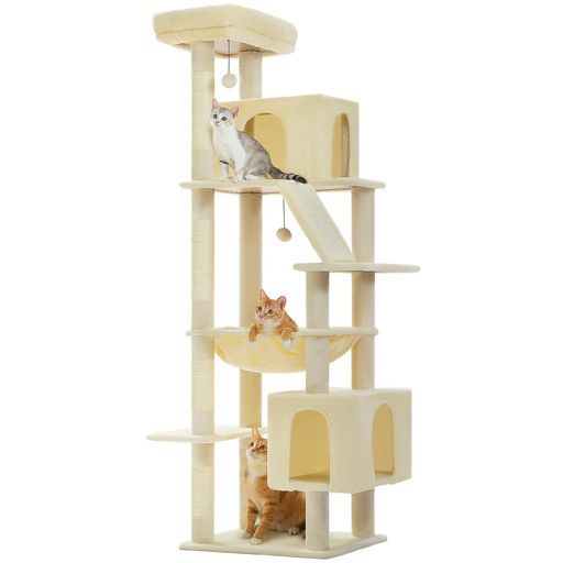 PAWZRoadキャットタワー大型猫用スリム多頭飼い猫タワー据え置き猫爪研ぎ麻紐ハンモック猫ベッド猫ハウス猫のおもちゃコンパクト省スペース人気おしゃれシンプル階段交換隠れ家安定転…