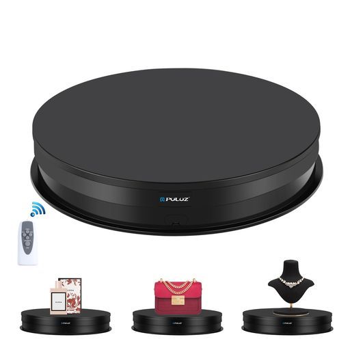 PULUZ電動ターンテーブル360°電動回転台ターンテーブル回転式ディスプレイスタンド耐荷重15KG直径28cm電動展示台リモコンが付き速度と方向を調整可能安定性・低騒音・省電力