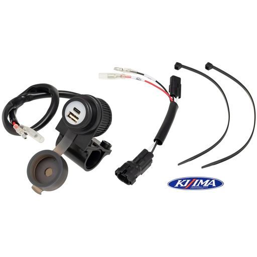 キジマ(Kijima)バイクパーツUSB電源ポートキットType-A/Type-Cツインポート急速充電(QC3/PD)対応DC12V-24v18Wクランプ付き304-6307