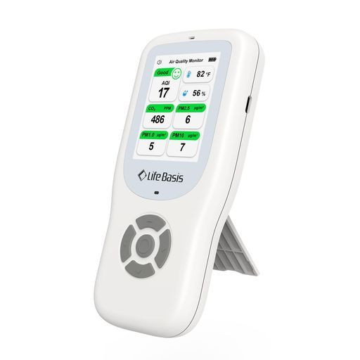 LifeBasis二酸化炭素濃度計温湿度計ホルムアルデヒド濃度計PM2.5測定器10in1マルチ空気状況測定器アラート機能通知付きCO2センサーPM10測定器PM1.0測定器粒子状汚染物質測定器快適指数時計大…