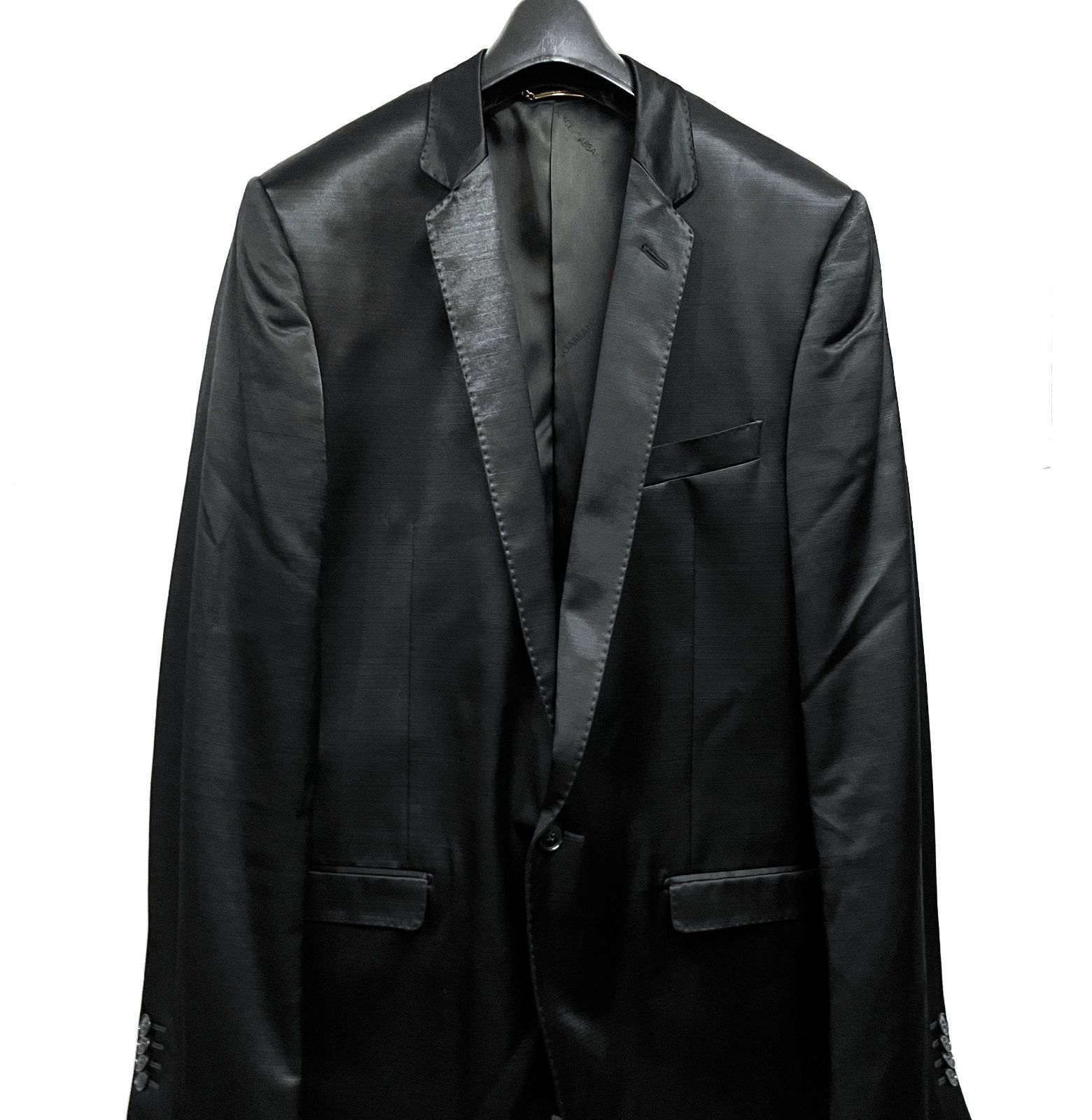 【2/23まで限定価格】DOLCE＆GABBANAテーラードジャケット 黒　44 DOLCE ＆ GABBANA(ドルチェアンドガッバーナ) レザーコンビベロア