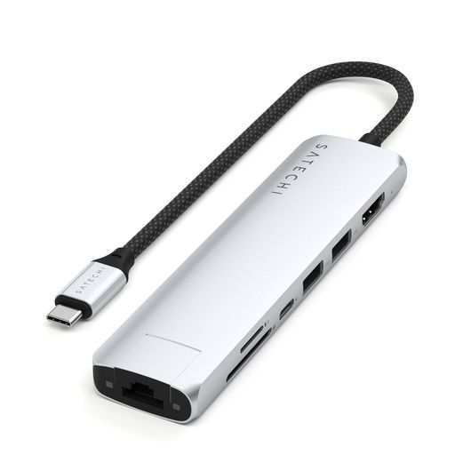 SATECHI7in1USB-Cスリムプラスマルチポートアダプター(有線LANイーサネット、100W急速充電、4K@60HzHDMI、USB-A10Gbpsx2高速データ転送、SD/microSD対応、MacBookAir&