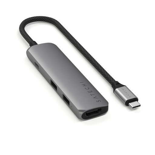SATECHI4in1USB-Cスリムプラスマルチポートアダプター(100W急速充電ハブ、4K@60HzHDMI変換器、USB-A10Gbpsx2高速データ転送、MacBookAir&Pro、ノートパソコン対応)–スペースグレー