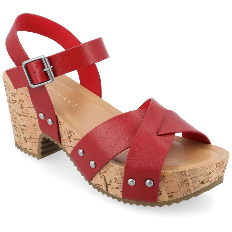 ジャーニー レディース シューズ サンダル プラットフォーム Journee Valentina Womens Platform Sandals Dark Red レッド