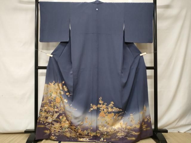 平和屋本店●極上　訪問着　東雲絞り　相良刺繍　流水花文　暈し染め　金糸　銀通し地　逸品　未使用　DZAB3813kh6 平和屋着物□訪問着 駒刺繍 流水鴛鴦枝花文 暈し染め 金彩 正絹 逸品
