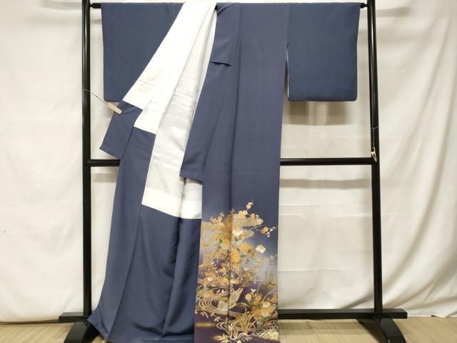 平和屋着物□訪問着 駒刺繍 流水鴛鴦枝花文 暈し染め 金彩 正絹 逸品