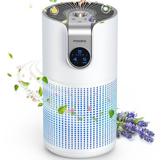 MOOKA小型30畳コンパクト空気清浄機3重ウイルス除去アレルギー対策軽音軽量省エネ持ち運びやすいお手入れやすい4段階風量調整LEDライト付きほこり花粉脱臭hepaフィルターペット除菌カビ…