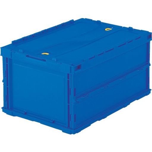 トラスコ中山(TRUSCO)薄型折りたたみコンテナ収納ケース収納ボックス2個【ケース販売】530X363X65mmロックフタ付40LダークブルーTR-C40B-DB
