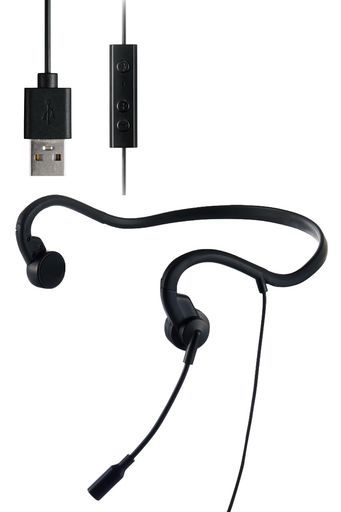 エレコム骨伝導イヤホンマイク付き骨伝導ヘッドセット有線USB-A軽量ペアリング・充電不要ハンズフリー耳を塞がない耳が痛くならないWeb会議オンラインHS-BC05UBK