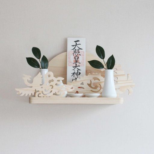 神棚御札立て壁掛け陽鳳凰竜祥雲月浮き彫り祖霊舎一社三社神道祭事神様神札神具...
