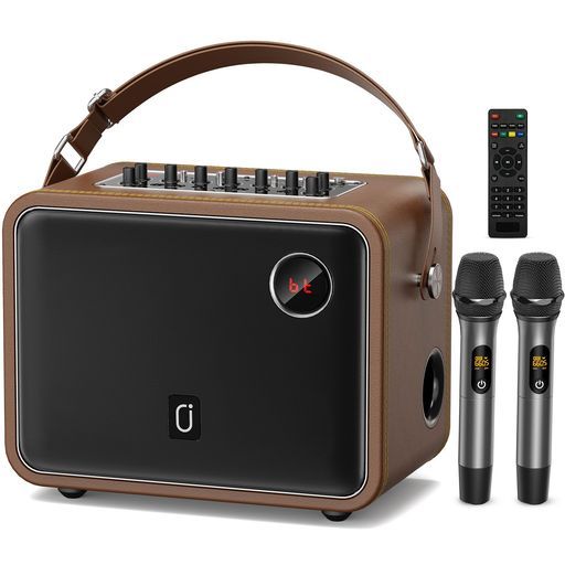 karaokemachineJYXワイヤレスカラオケマシン、ワイヤレス充電式マイクスピーカーセット、Bluetooth5.0対応、低音増強機能付き、ホームパーティー、カラオケ、街頭演説、会議、学校行事に最適