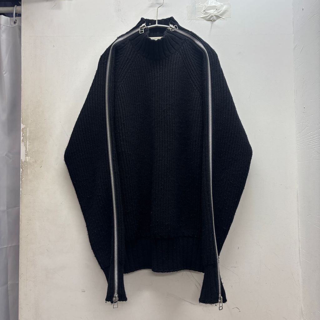 21ss ジョンローレンスサリバン ダブルジップニット 黒 ウール JOHN LAWRENCE SULLIVAN ジョンローレンスサリバン 21SS ZIPPED KNIT