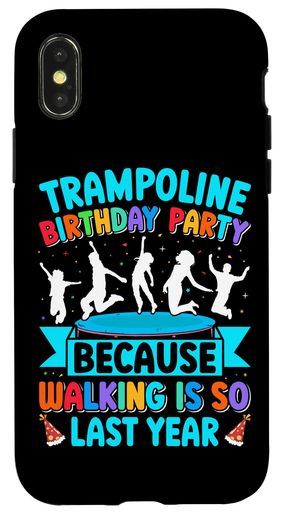 トランポリン好き誕生日パーティージャンプお祝いキッズスマホケースiPhoneX/XS用
