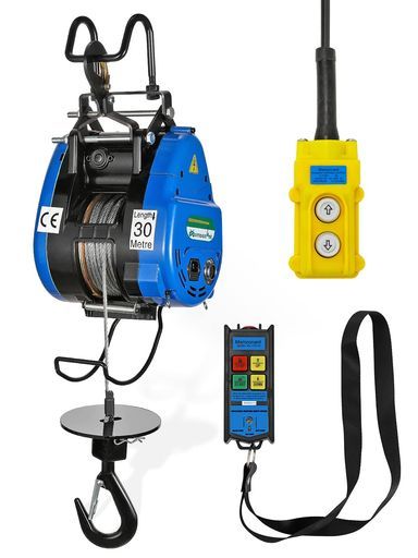 Mxmoonant電動ホイスト巻き上げ機リフト30m最大荷重500kgスピード13~15m/minワイヤーロープ6mm/30m有線制御・無線リモコン(個別対応混線しない)業務用家庭用リモコン電池別売りホイストウインチ