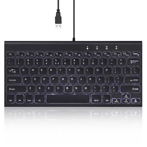 PerixxぺリックスPERIBOARD-429USバックライトキーボード有線USBホワイトLED光るキーボード-テンキーレスミニサイズ282x135x14mm-パンタグラフ-英語配列【正規保証品】
