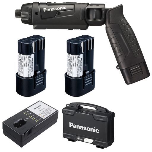 Panasonic充電スティックドリルドライバー7.2V黒電池2個付きEZ7421F07D-B