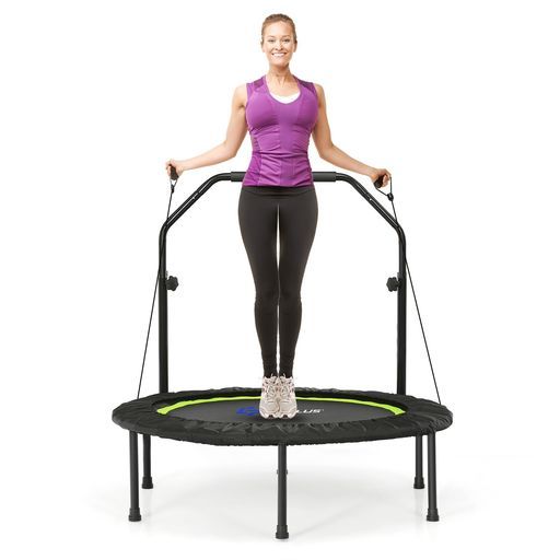 Giantexトランポリン幅101cm耐荷重150kg手すり4段階調節大人用子供用折りたたみ式収納便利6本脚静音手すり取り外し高耐久性組み立て簡単とらんほりんトレーニングエクササイズ室内室外兼…