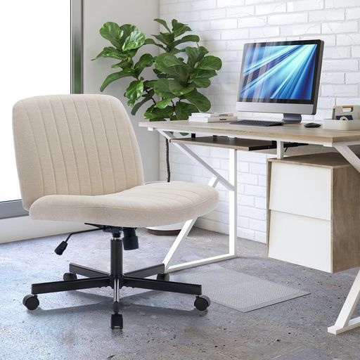 CHAIRKERオフィスチェアあぐらチェアパソコンチェアファブリックバックレスト115°回転、高さ調節可能疲れない椅子耐荷重136kg家庭用オフィス用勉強用ゲーム用メイク用など様々な用途に適…