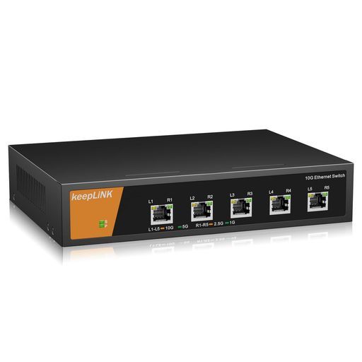 keepLiNK5ポート10Gマルチギガビットアンマネージプラグ&プレイ金属筐体10G対応スイッチングハブ