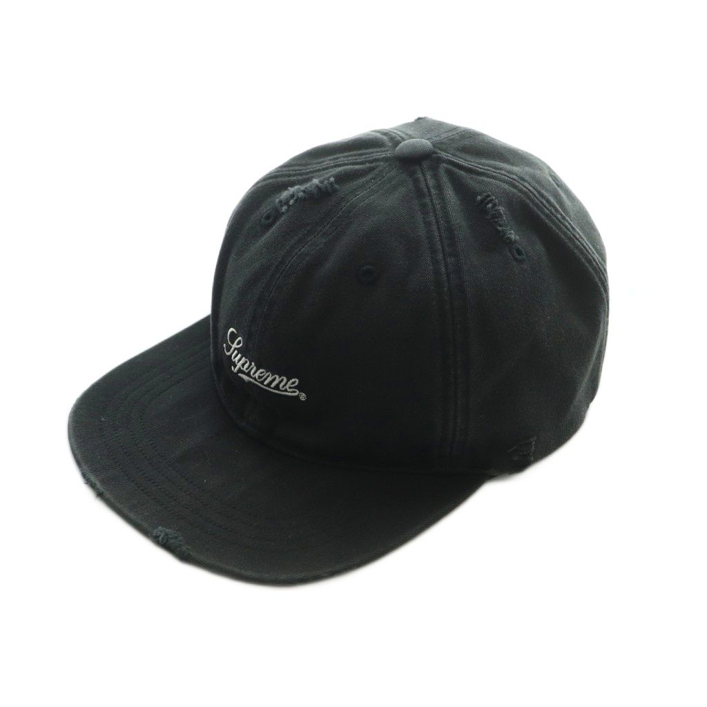 シュプリーム SUPREME 25FW Distressed Script Logo 6-Panel キャップ 帽子 ロゴ刺繍 黒 FW25H9 /MI ■GY12