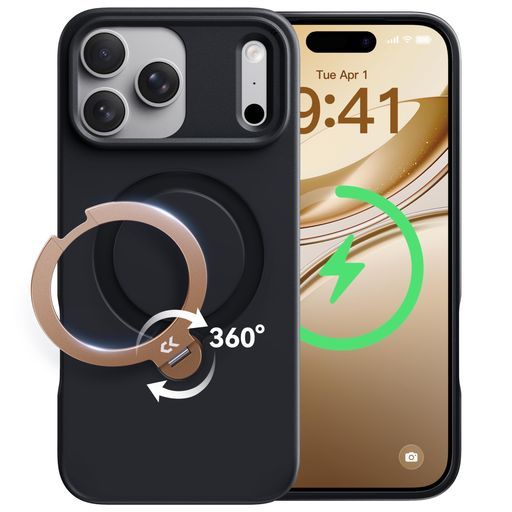 【上質仕上げ・ラグジュゴールド】CASEKOOiPhone17Pro用ケース360度回転スタンドMagSafe対応米軍MIL規格360°全方向耐衝撃横縦両立耐衝撃MagSafe対応マット仕上げ黄変防止ワイヤレス充電対応