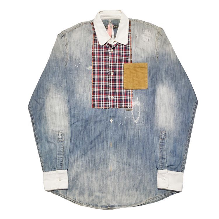 Dsquared2 ディースクエアード チェック × デニムシャツ S74DL0495